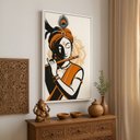 Ver imagem 2 de Quadro Canvas Arte Indiana Flautista 60x40cm Mold Branca