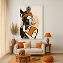 Ver imagem 1 de Quadro Canvas Arte Indiana Flautista 60x40cm Mold Branca