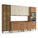 Ver imagem 2 de Cozinha Completa Modulada 100% MDF 6 Peças com Cristaleira e Balcão com Tampo Yescasa Freijó/Areia Princess