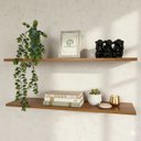 Ver imagem 3 de Kit 2 Prateleiras 60 Cm Madeira Mdf Amadeirado Louro Freijó - Suporte Embutido Invisível