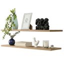 Ver imagem 1 de Kit 2 Prateleiras 60 Cm Madeira Mdf Amadeirado Louro Freijó - Suporte Embutido Invisível