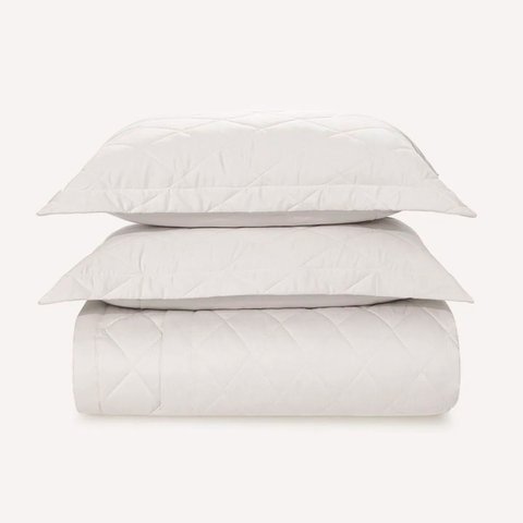 Colcha Queen com 2 Porta Travesseiros Cetim 100% Algodão Karsten 300 Fios Bossa Branco