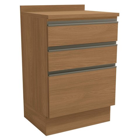 Armário de Cozinha Balcão 3 Gavetas 60cm com Tampo G743 Maxxi Canela Kappesberg