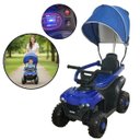 Ver imagem 1 de Mini Quadriciclo Elétrico 6v Infantil com Empurrador e Cobertura para Passeios Azul Importway Bw393