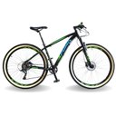 Ver imagem 1 de BICICLETA 29 PUMABIKE LINCE 9V STEEZ, FREIO HID, K7, SUSP TRAVA GUIDÃO, PRETO VERDE E AZUL, 21