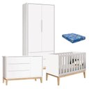 Ver imagem 1 de Quarto de Bebê Classic 2 Portas com Colchão Branco Pés Madeira Natural - Reller