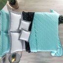 Ver imagem 3 de Kit 7 Pçs Cobre Leito Casal Queen Renove Hipercal 400 Fios Dupla Face Bordado: Preto e Verde