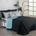 Ver imagem 2 de Kit 7 Pçs Cobre Leito Casal Queen Renove Hipercal 400 Fios Dupla Face Bordado: Preto e Verde