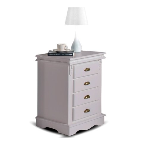 Mesa de Cabeceira 4 Gavetas Manchester 2044 Linz Móveis - Off White