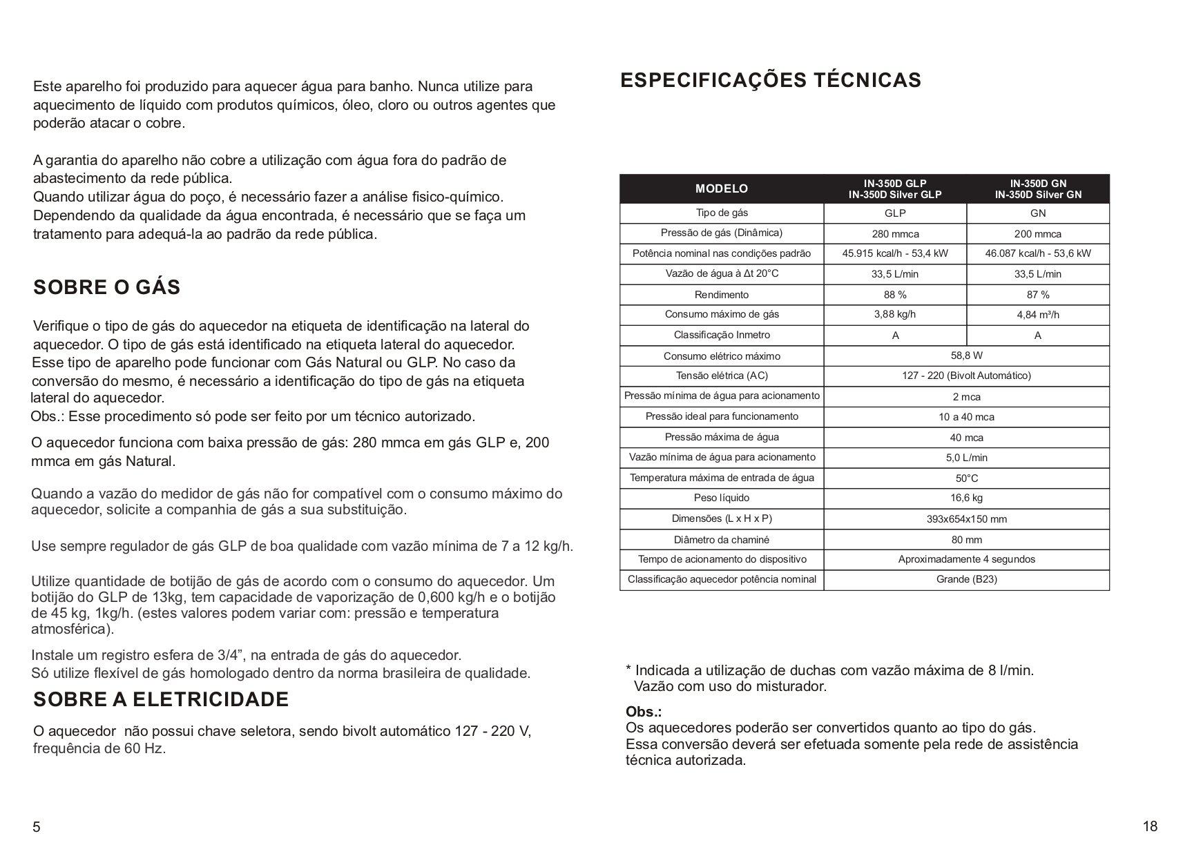 Aquecedor a Gas Mod In 350d Glp Bivolt - Inova - 8