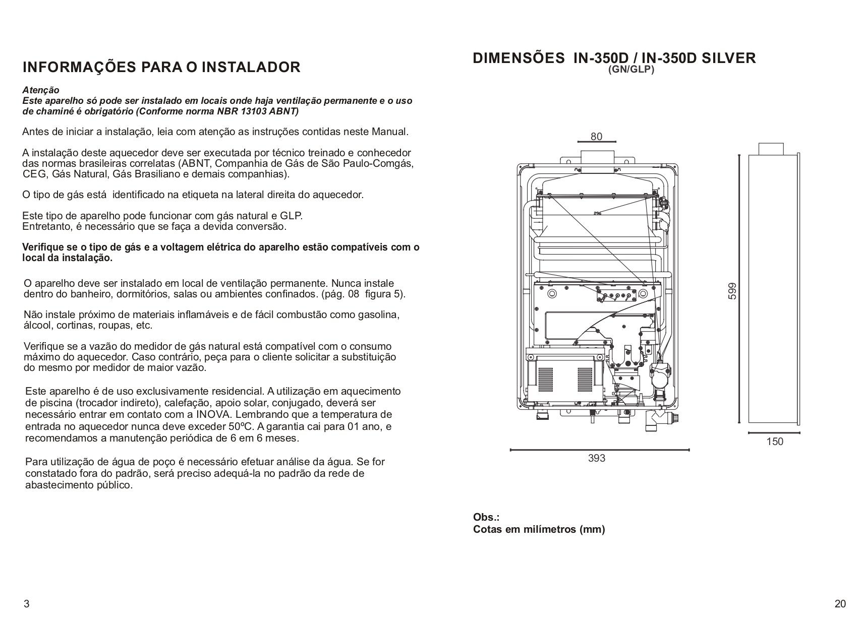 Aquecedor a Gas Mod In 350d Glp Bivolt - Inova - 9