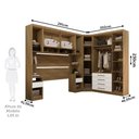 Ver imagem 4 de Quarto Modulado Casal Canto Diagonal Guarda-roupas Maleiro e Cabeceira Paris Master Luciane Móveis