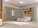 Ver imagem 1 de Guarda-Roupa Casal Modulado Canto com Espelho 13 Portas 4 Gavetas Multimóveis Madeirado/Cinza