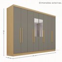 Ver imagem 4 de Guarda-Roupa Casal Modulado Canto com Espelho 13 Portas 4 Gavetas Multimóveis Madeirado/Cinza