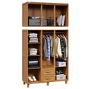 Ver imagem 2 de Guarda-roupa Solteiro 6 Portas e 2 Gavetas com Espelho em Madeira Dallas Carvalho - Straub Web