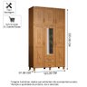 Guarda-roupa Solteiro 6 Portas e 2 Gavetas com Espelho em Madeira Dallas Carvalho - Straub Web - 4