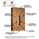 Ver imagem 3 de Guarda-roupa Solteiro 6 Portas e 2 Gavetas com Espelho em Madeira Dallas Carvalho - Straub Web