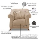 Ver imagem 3 de Kit 2 Poltronas E Sofá 2 Lugares 1,60m Bege Pés Castanho