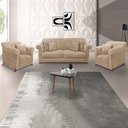 Ver mais imagens de Kit 2 Poltronas E Sofá 2 Lugares 1,60m Bege Pés Castanho