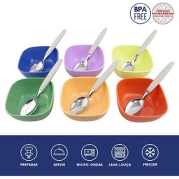 Kit Jogo Sobremesa Tigela Colher Conjunto Pote Sorvete 12pçs - 7
