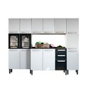 Ver imagem 1 de Cozinha Modulada Completa Evidence 4pçs Armário Balcão 2 Paneleiros C4p43 Branco/preto -