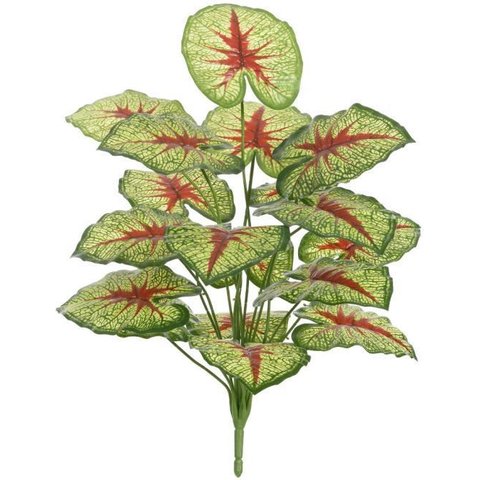 Planta Artificial Arvore Caladium Real Toque X18 Verde Vermelho 75cm