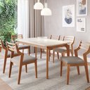 Ver imagem 1 de Conjunto para Sala de Jantar com 6 Cadeiras Ficus Marrom/Off White/Grafite
