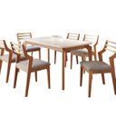 Ver imagem 2 de Conjunto para Sala de Jantar com 6 Cadeiras Ficus Marrom/Off White/Grafite