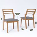 Ver imagem 4 de Conjunto para Sala de Jantar com 6 Cadeiras Ficus Marrom/Off White/Grafite