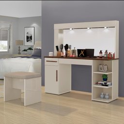Penteadeira Camarim Jade Cor:off White Canela - 2