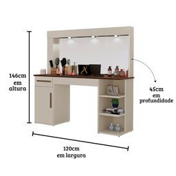 Penteadeira Camarim Jade Cor:off White Canela - 3
