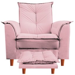 Poltrona de Amamentação Nicole com Puff Suede Rosa - 2