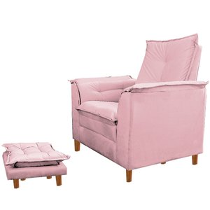 Poltrona de Amamentação Nicole com Puff Suede Rosa