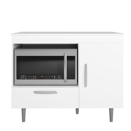Balcão com Nicho Alecrim P/ Cozinha Área Gourmet Cooktop 4 Bocas 1 Porta 1 Gaveta Cor Branco - 4