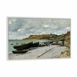 Quadro Decorativo Canvas Claude Monet Sainte Andresse 95x63cm Moldura Branca