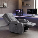 Ver imagem 3 de Poltrona Papai Reclinável Massagem Aquecimento Tecido Suede Cinza Premium Manual Fixa