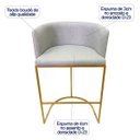 Ver imagem 2 de Banqueta Alta Decorativa Luxo Zoe Tecido Bouclé Base de Metal Dourado Fosco Poltronas do Sul