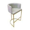 Ver imagem 1 de Banqueta Alta Decorativa Luxo Zoe Tecido Bouclé Base de Metal Dourado Fosco Poltronas do Sul