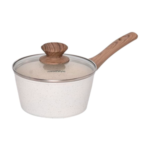 Panela Aluminio Cerâmica Indução Antiaderente 16cm Mimo Style Marmol Cook 1,3 Litros com Tampa de Vi