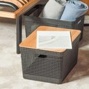 Ver imagem 2 de Cesto Organizador Grid Preto 20 L com Tampa de Bambu 39 X 29 X 22,6 Cm