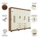 Ver imagem 3 de Guarda Roupa Casal 212cm 8 Portas 6 Gavetas Valenza Jatobá/Areia S01 - Mpozenato
