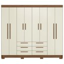 Ver imagem 6 de Guarda Roupa Casal 212cm 8 Portas 6 Gavetas Valenza Jatobá/Areia S01 - Mpozenato
