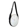 Relógio De Parede Alça De Couro Preto Moldura Prata 30 Cm - 1