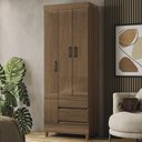 Ver imagem 1 de Guarda Roupa Solteiro 70cm 3 Portas 2 Gavetas Thales Jequitibá S01 - Mpozenato