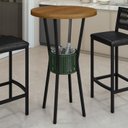 Ver imagem 2 de Mesa Bistrô Redonda com Porta Gelo Madeira Maciça e Aço 70cm Verde/Preto/Nature