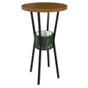 Ver imagem 1 de Mesa Bistrô Redonda com Porta Gelo Madeira Maciça e Aço 70cm Verde/Preto/Nature