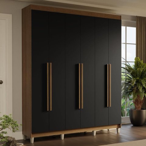 Guarda-Roupa Casal com Pés 6 Portas Batentes Saturno Madesa
