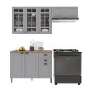 Ver imagem 2 de Armário de Cozinha Modulada Compacta Fidelitá Nara 100% MDF 3 Peças 200cm 8 Portas 2 Gavetas com