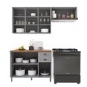 Ver imagem 3 de Armário de Cozinha Modulada Compacta Fidelitá Nara 100% MDF 3 Peças 200cm 8 Portas 2 Gavetas com