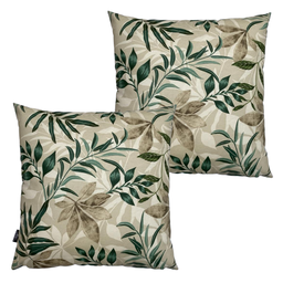 Almofadas Cheias Impermeável Antimofo Antiácaro Área Externa Kit 2 45cmX45cm:folha verde/marrom - 1